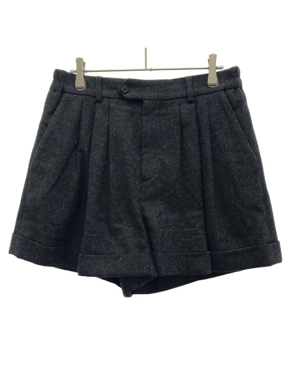 Celine Flannel Triple Pleated Shorts Charcoal 46
